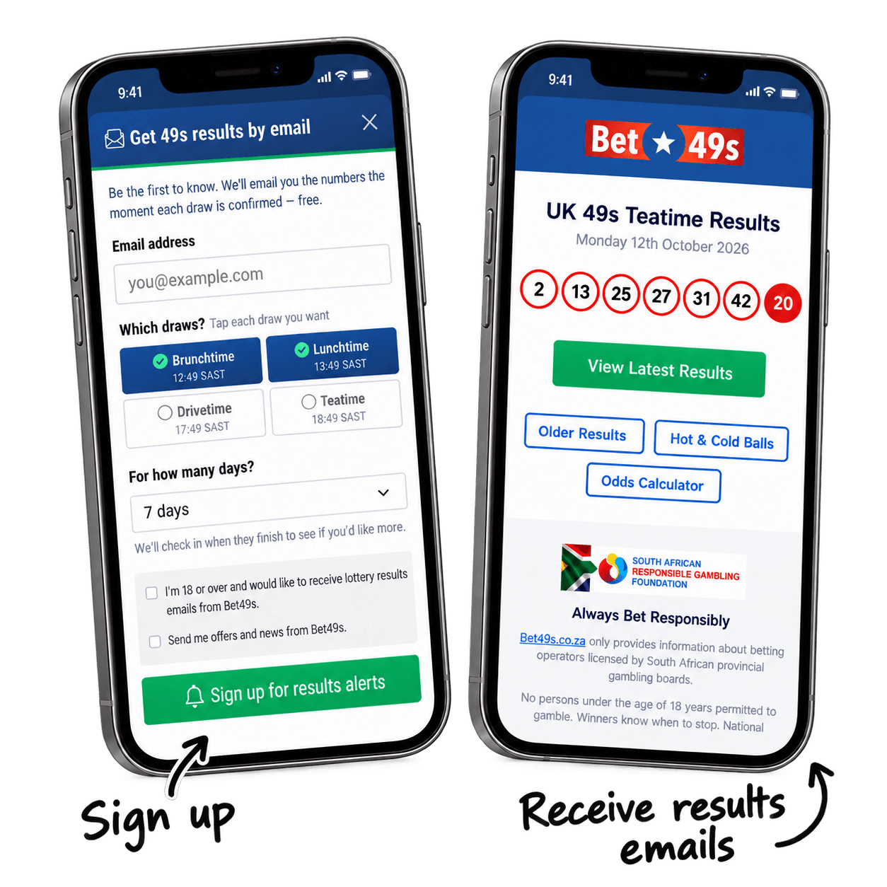 49s results email alert mockup